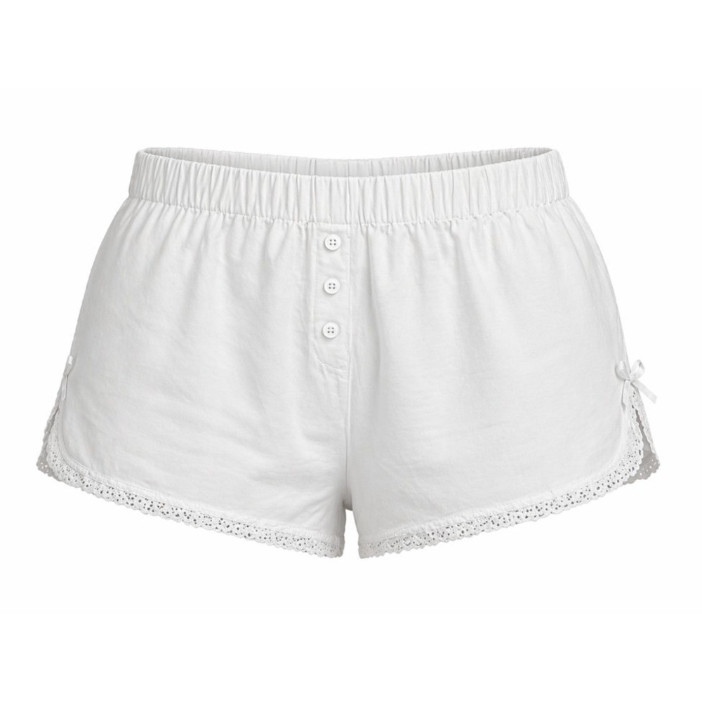 HG White Coquette Lace Trim Shorts Womens Small Balletcore Sleep Pajama Lounge